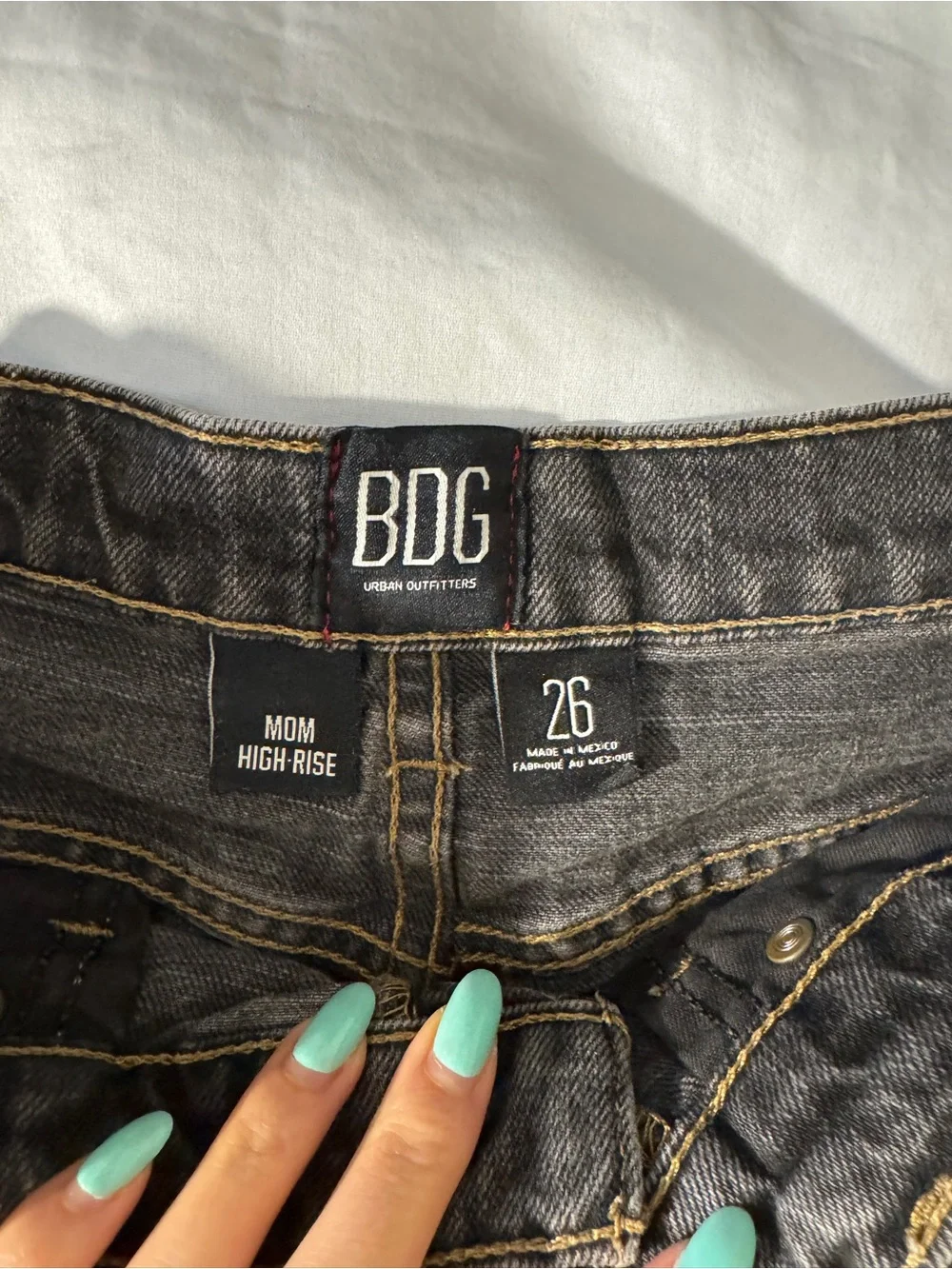 Urban Outfitters BDG Washed Black High-Rise Rolled Hem Jean Shorts